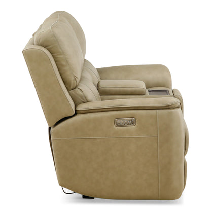 Flexsteel Karson Leather Power Reclining Console Loveseat