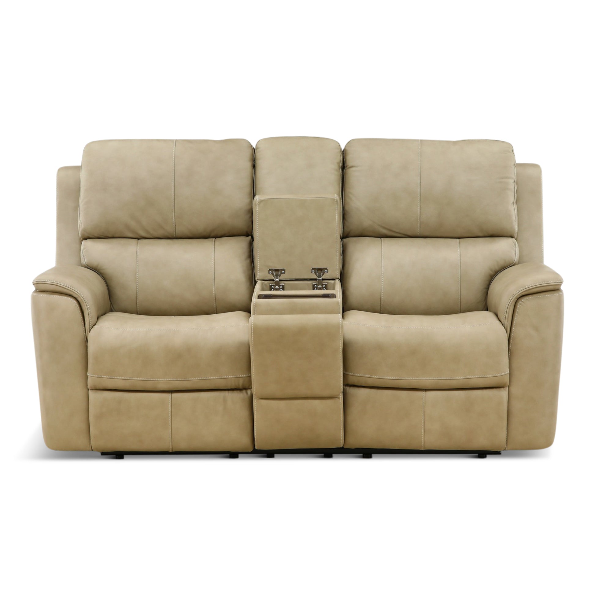 Flexsteel Karson Leather Power Reclining Console Loveseat