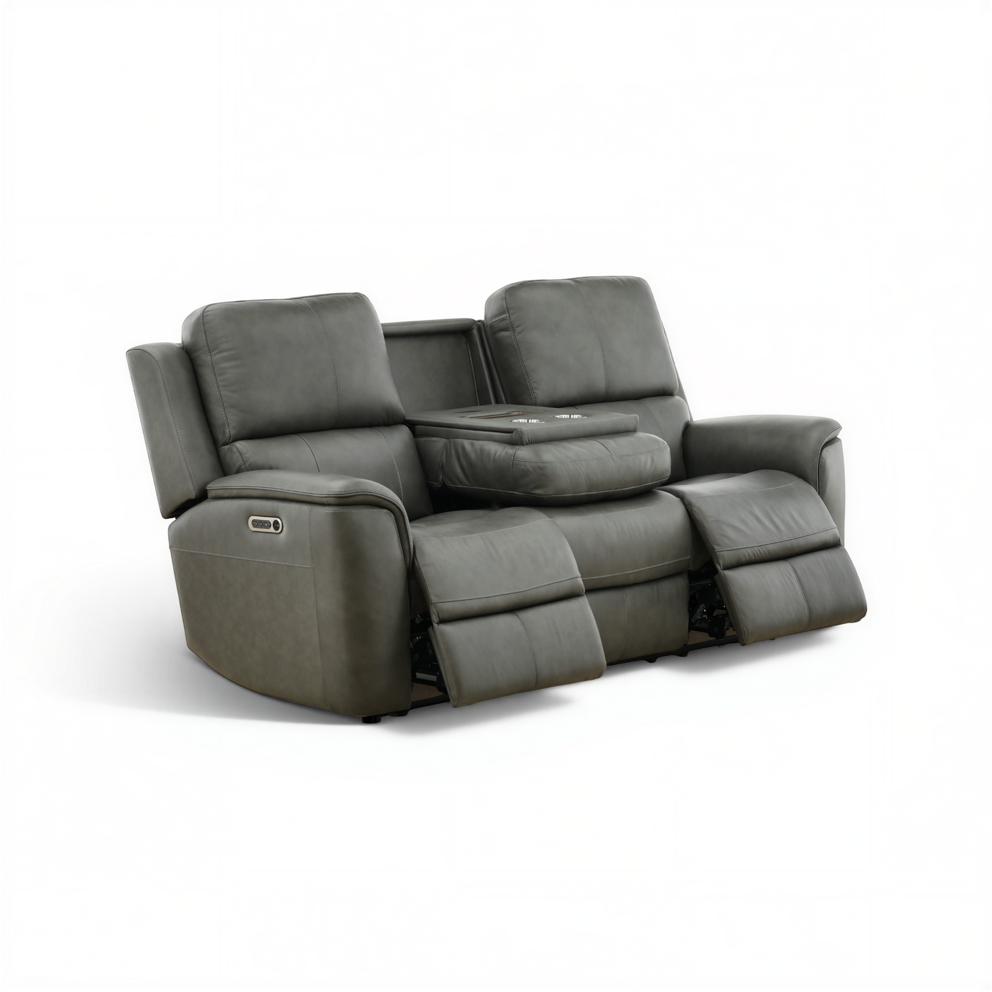 Flexsteel Grayson Leather power Sofa with Drop Down Table