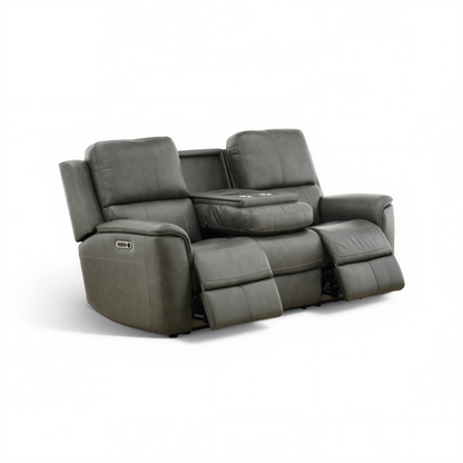 Flexsteel Grayson Leather power Sofa with Drop Down Table
