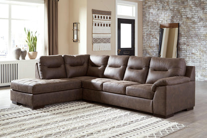 Maderla 2-Piece Walnut Sectional with Chaise