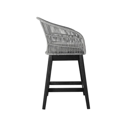 Tutti Frutti Indoor Outdoor Bar Height Bar Stool in Black Brushed Wood