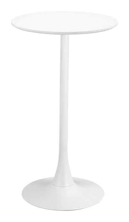 White round bar table with single pedestal base