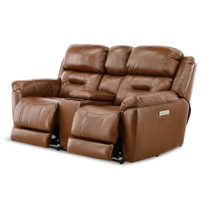 Armani Leather Power Console Loveseat