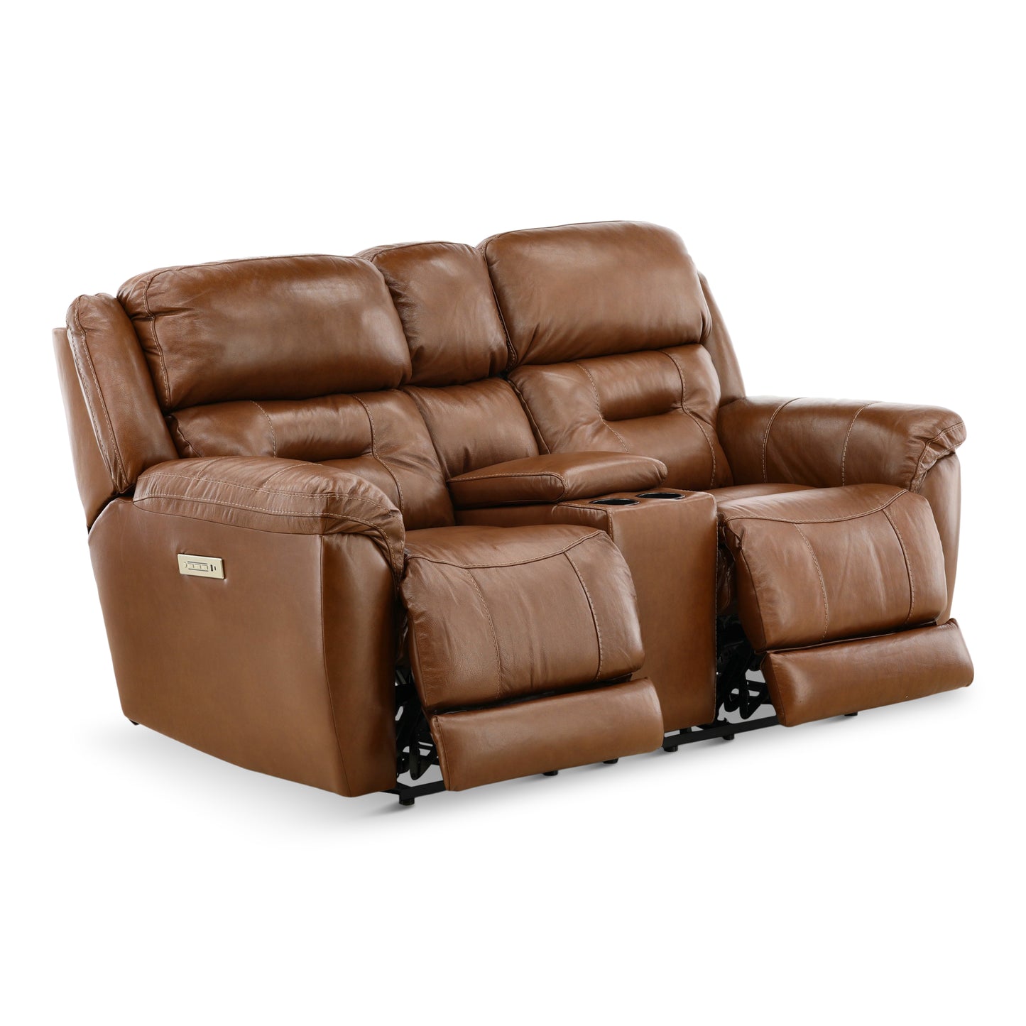 Armani Leather Power Console Loveseat