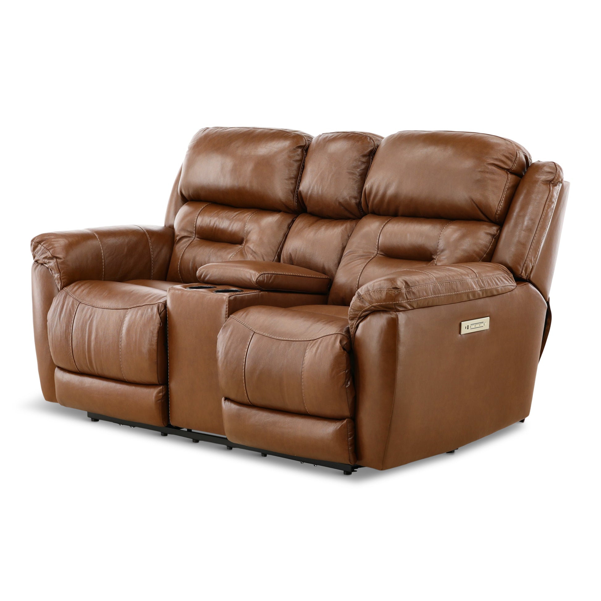 Armani Leather Power Console Loveseat