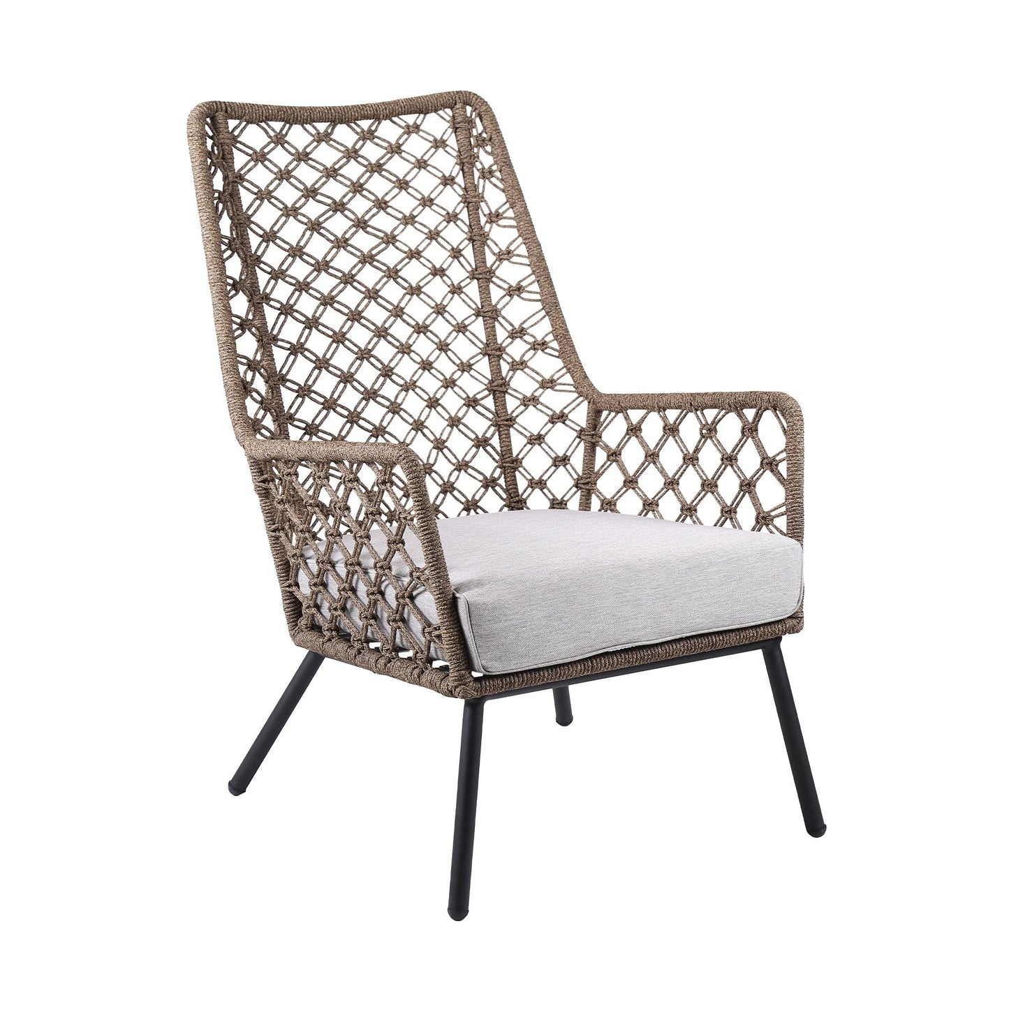 Marco Indoor Outdoor Steel Lounge Chair with Truffle Rope and Gray Cus