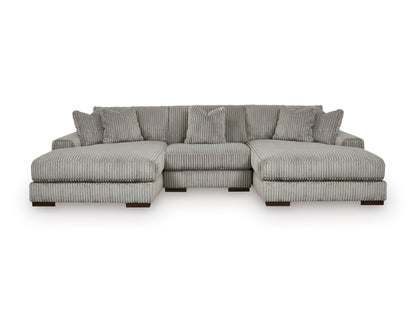 Lindyn 3-Piece Sectional with Double Chaise Fog