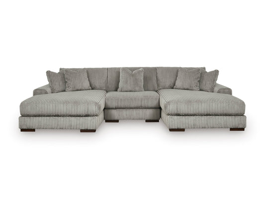 Lindyn 3-Piece Sectional with Double Chaise Fog