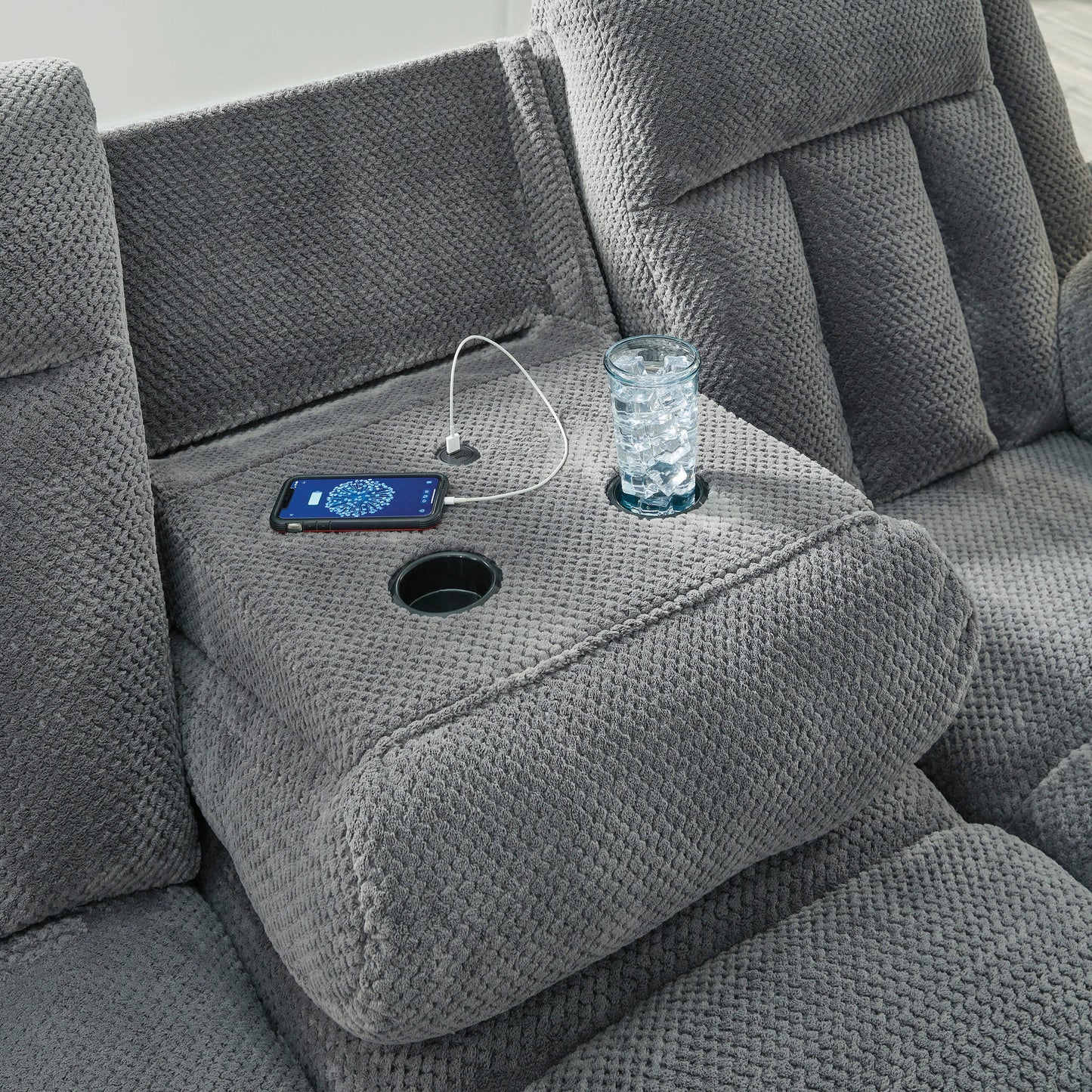Greely Bend Power Reclining Sofa with Drop Down Table