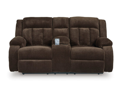 Greely Bend Power Reclining Console Loveseat Chocolate