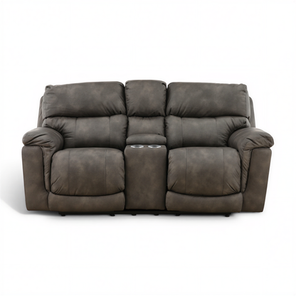 Gale Triple Power Reclining Console Loveseat Pewter