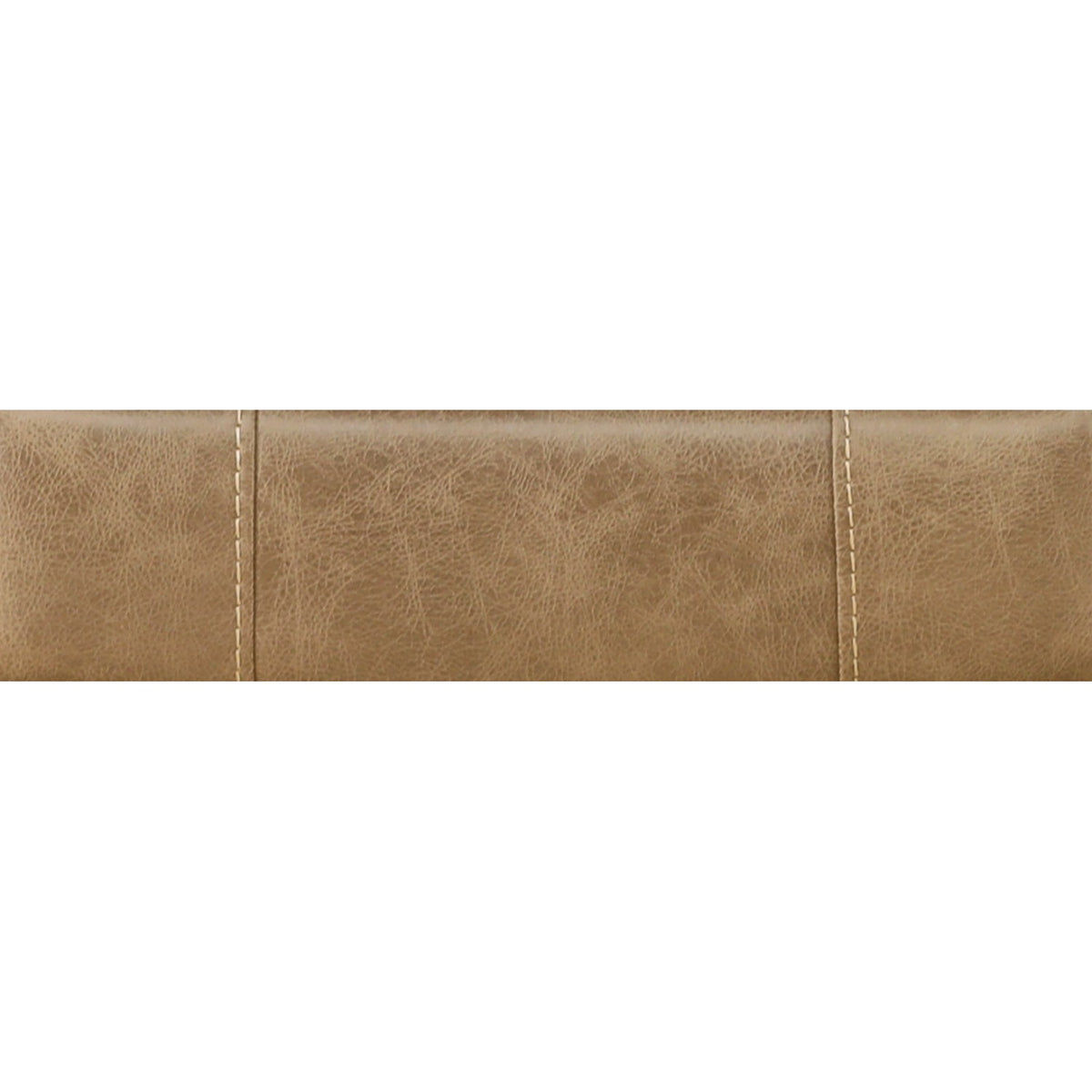 Sand upholstery seam detail with stitched panel on power console loveseat