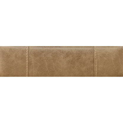 Sand upholstery seam detail with stitched panel on power console loveseat