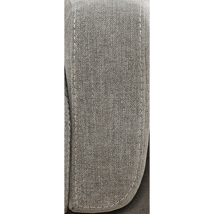 Textured upholstery armrest end with contrast stitching
