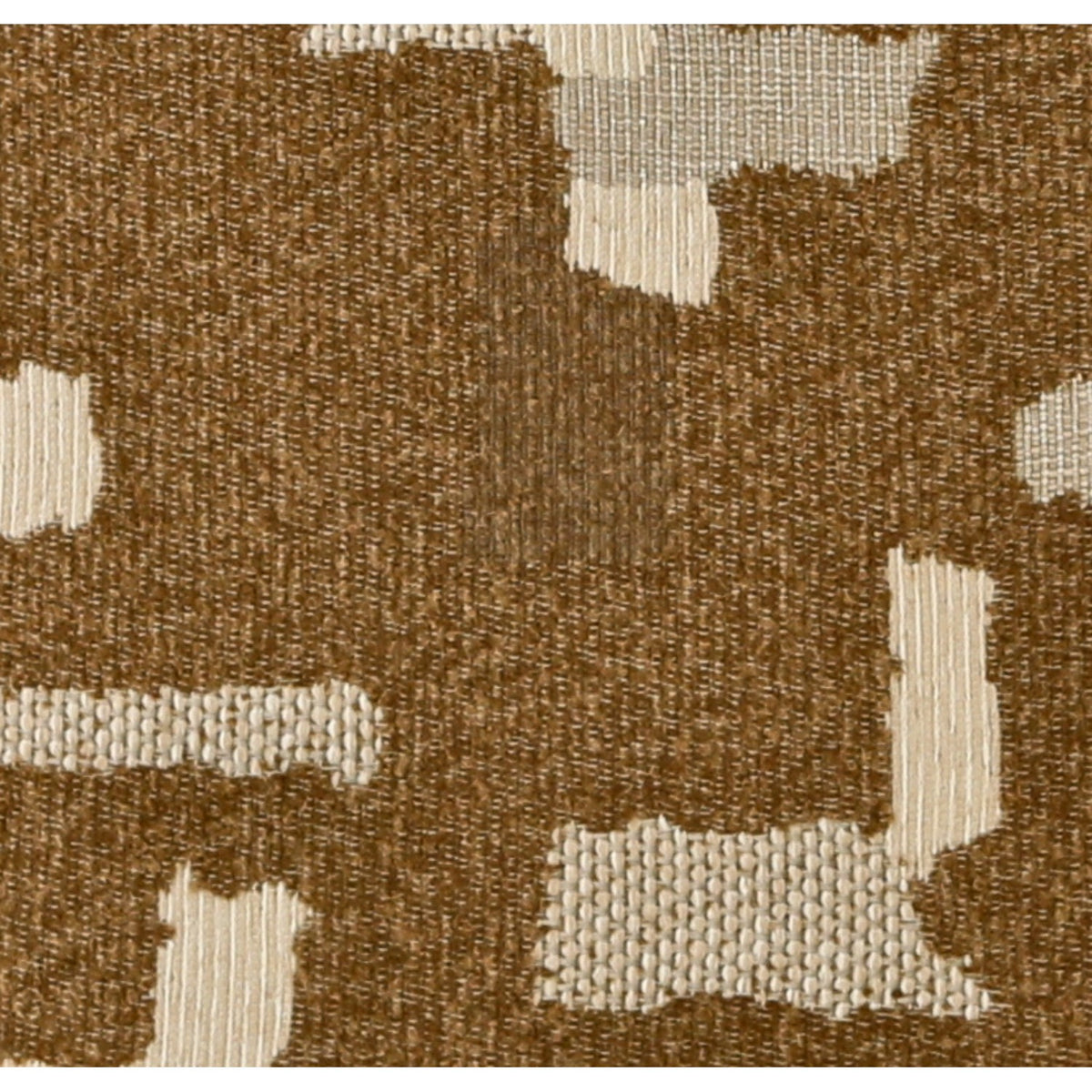 Close-up of brown and cream geometric-pattern accent chair fabric texture