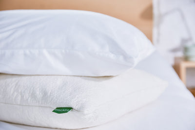 White organic cotton pillowcase with green Avocado label