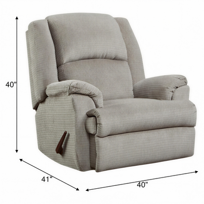 Mineral rocker recliner chair with padded back, contoured arms, and pull handle