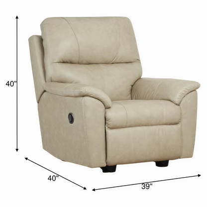 Pebble leather rocker recliner chair with padded headrest and recline foot support