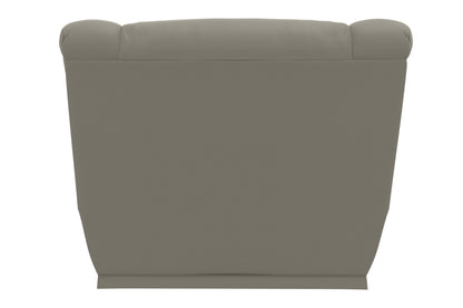 Upholstered recliner chair back with smooth upholstery and high seat back panel