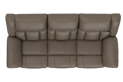 Taupe sectional sofa with three seat sections and quilted cushion back