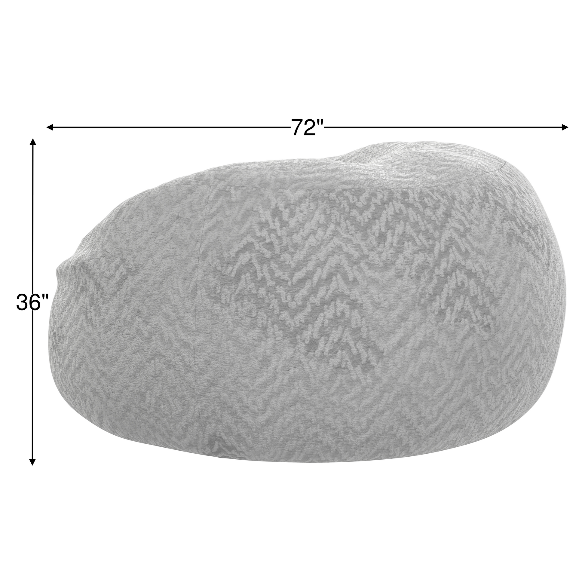 Light gray oversized bean bag with textured chevron fabric cover