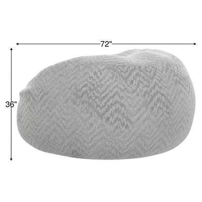 Light gray oversized bean bag with textured chevron fabric cover