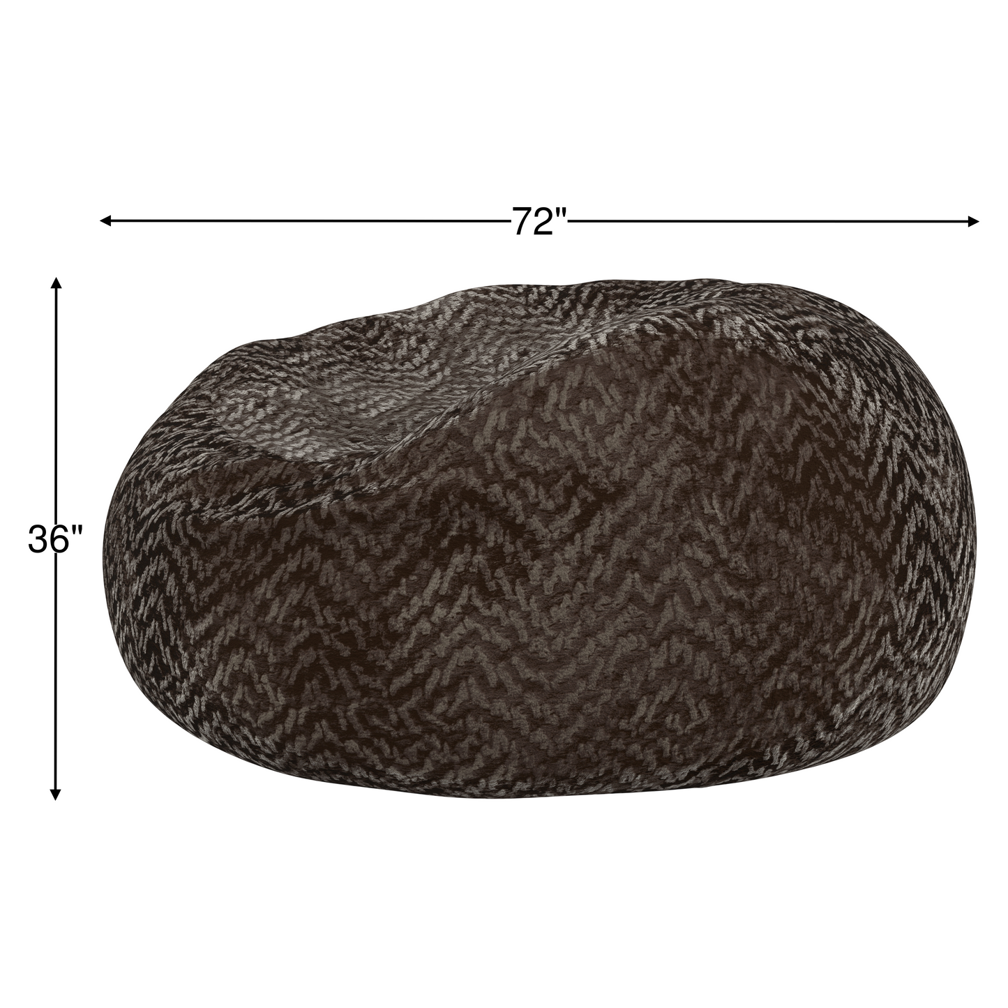 Chocolate oversized bean bag with textured chevron fabric cover
