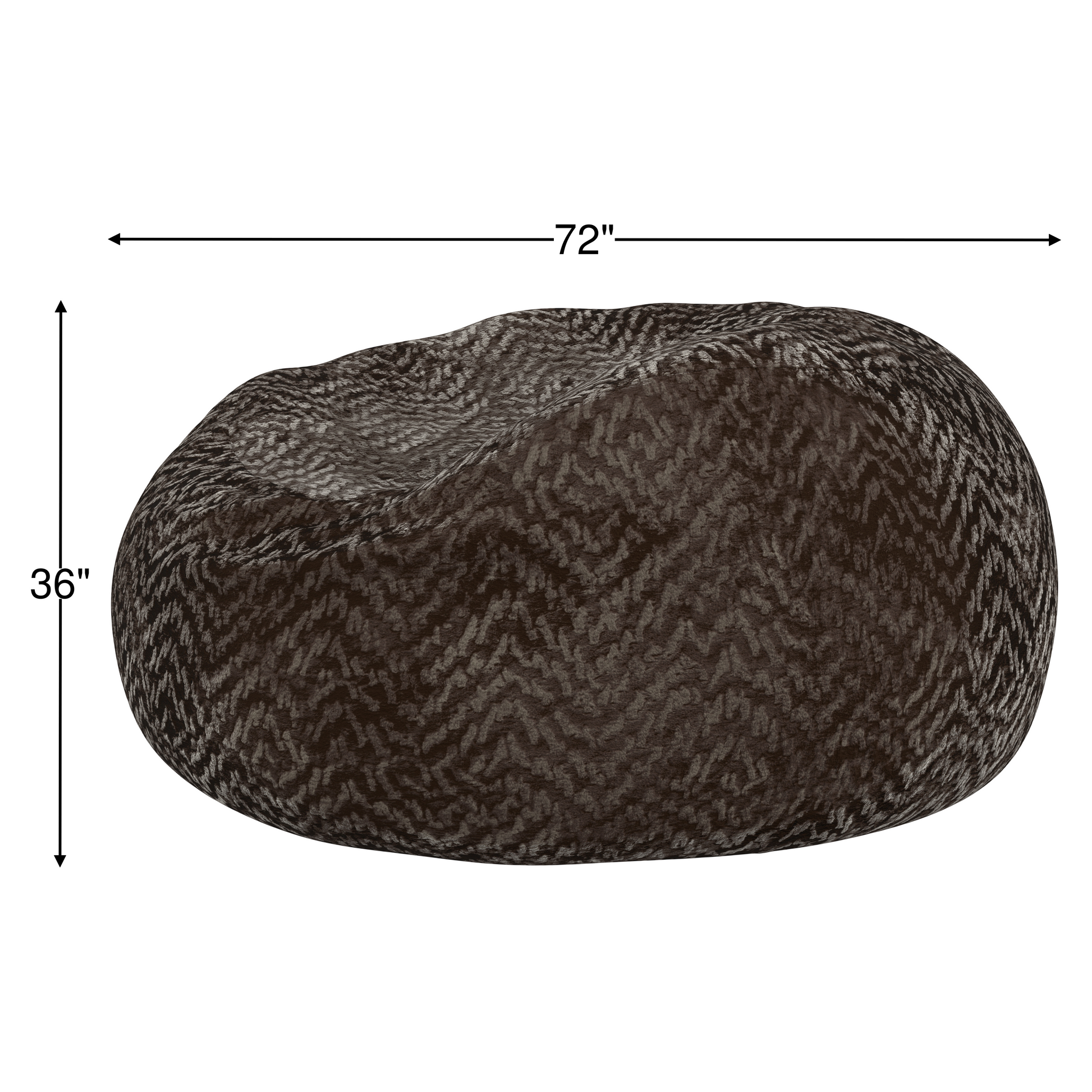 Chocolate oversized bean bag with textured chevron fabric cover