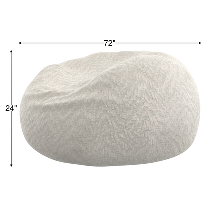 Parchment oversized bean bag with textured chevron fabric cover