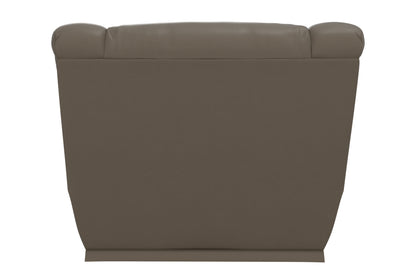 Hugo power recliner taupe, back view with smooth tall backrest panel