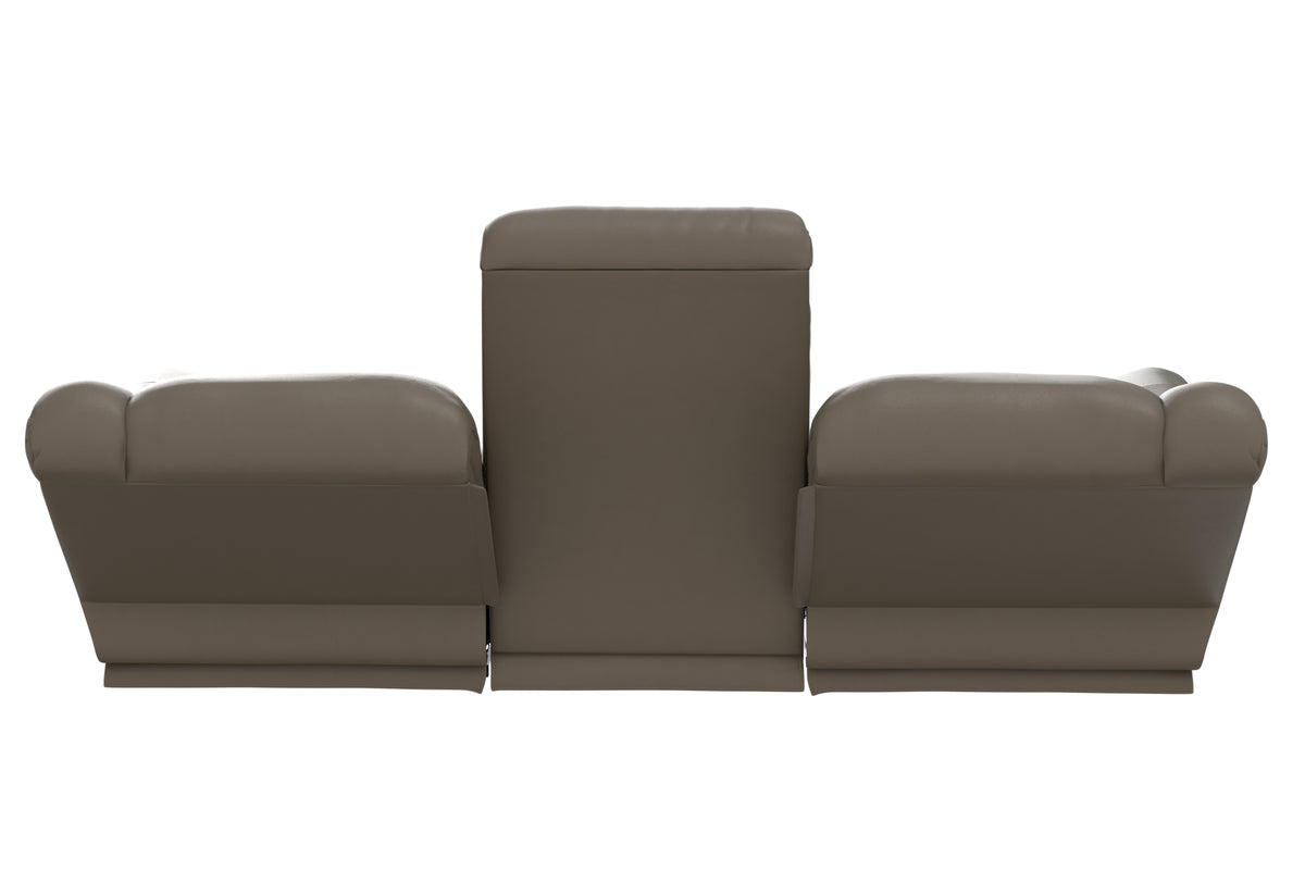 Power reclining sofa with tall center back and wide padded arms