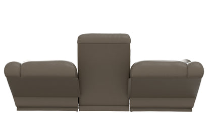 Power reclining sofa with tall center back and wide padded arms