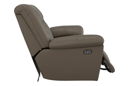 Single power recliner with padded armrests and built-in side control panel
