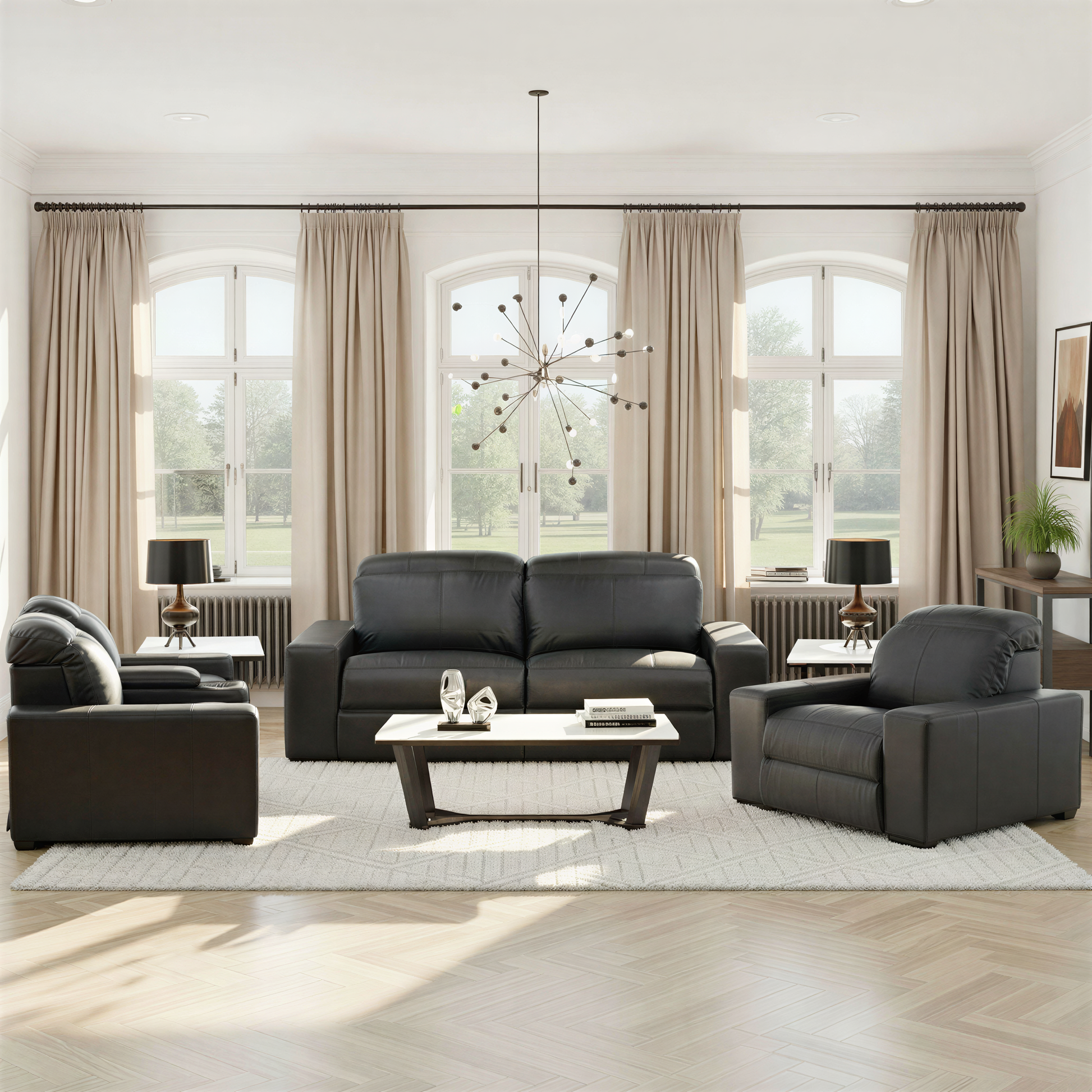 Evren Power Leather Console Loveseat