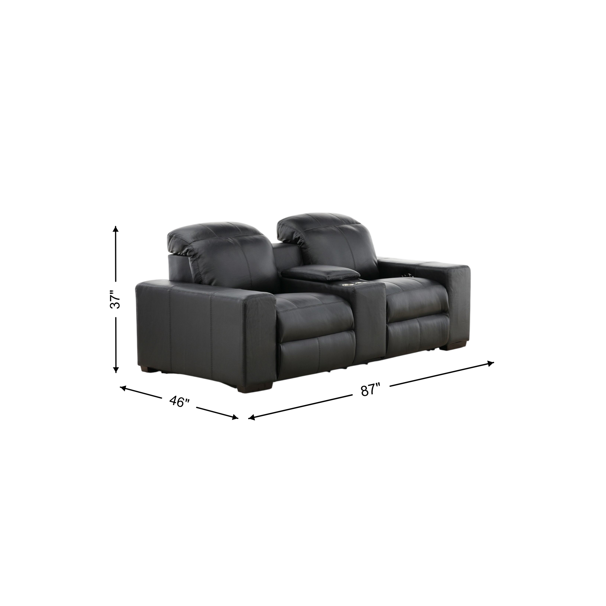 Evren Power Leather Console Loveseat