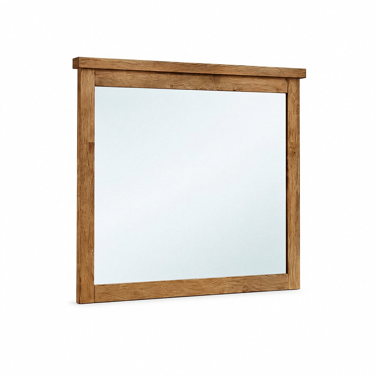 Marley bedroom mirror with a rectangular brown wood frame