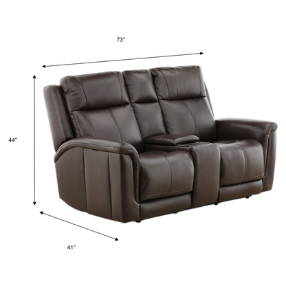 Flexsteel Trey Leather Power Reclining Console Loveseat