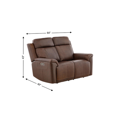 Adrian Leather Power Reclining Loveseat