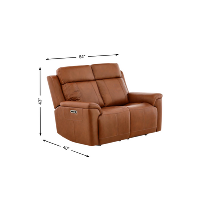Adrian Leather Power Reclining Loveseat