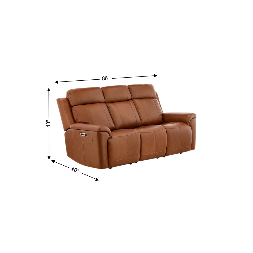 Adrian Leather Power Sofa With Drop Down Table