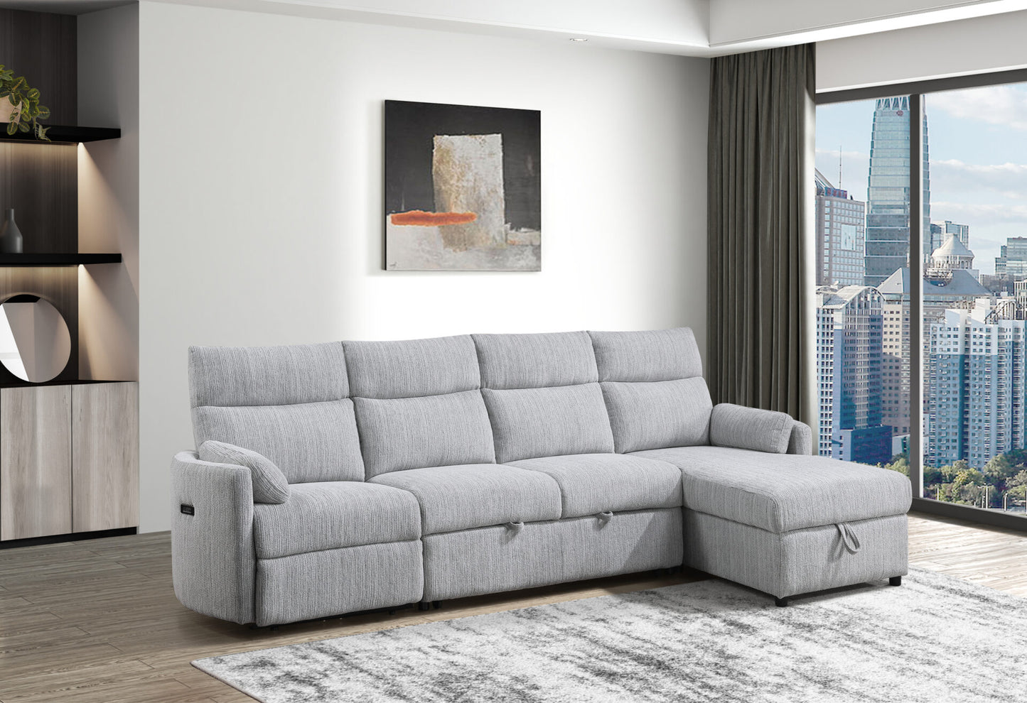 Chamberlain 3-Piece Power Reclining Sectional with Pullout Bed