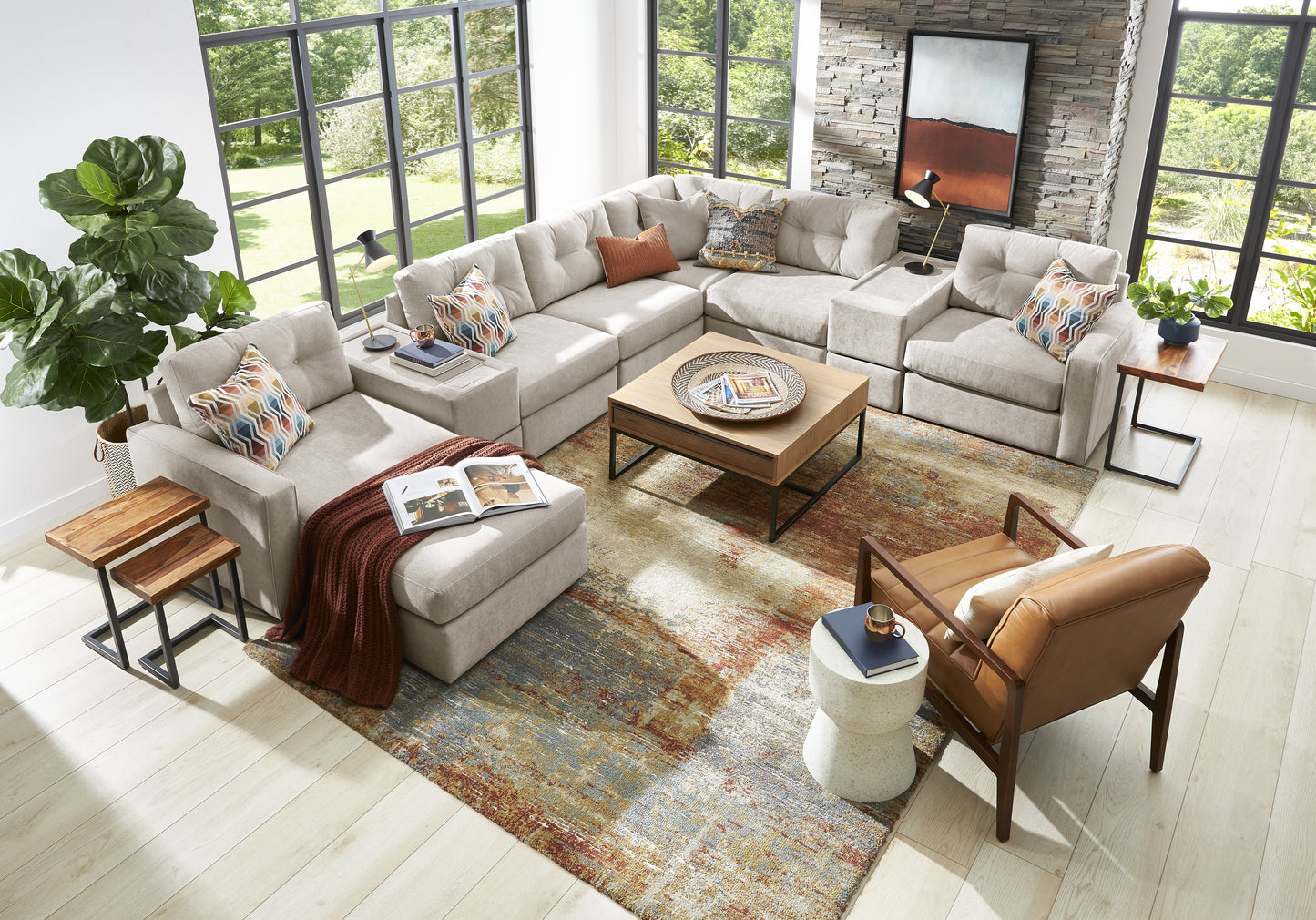 Modular One 8-Piece Sectional Chaise with E-Console
