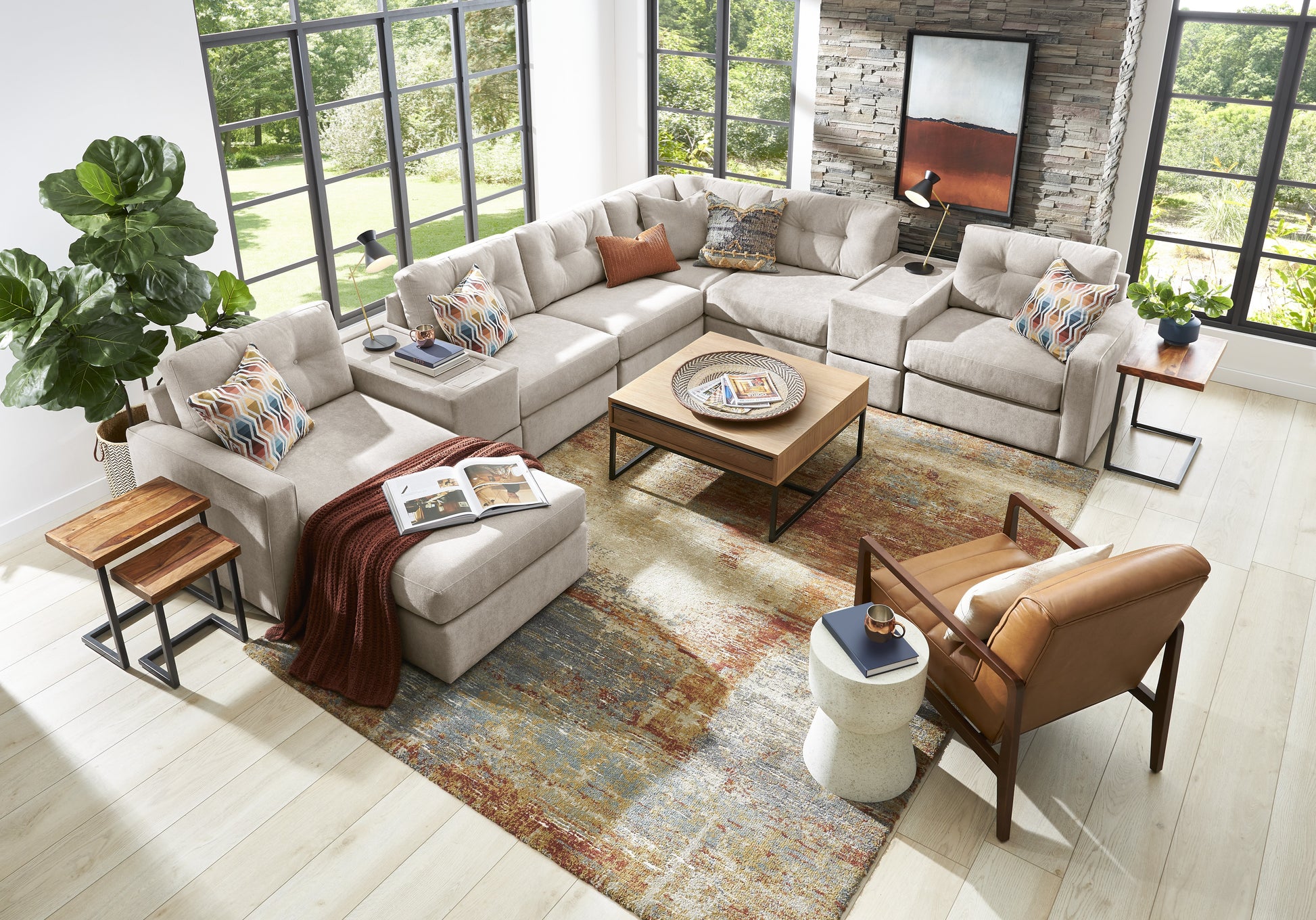 Modular One 8-Piece Sectional Chaise with E-Console