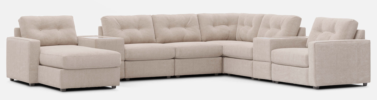 Modular One 8-Piece Sectional Chaise with E-Console
