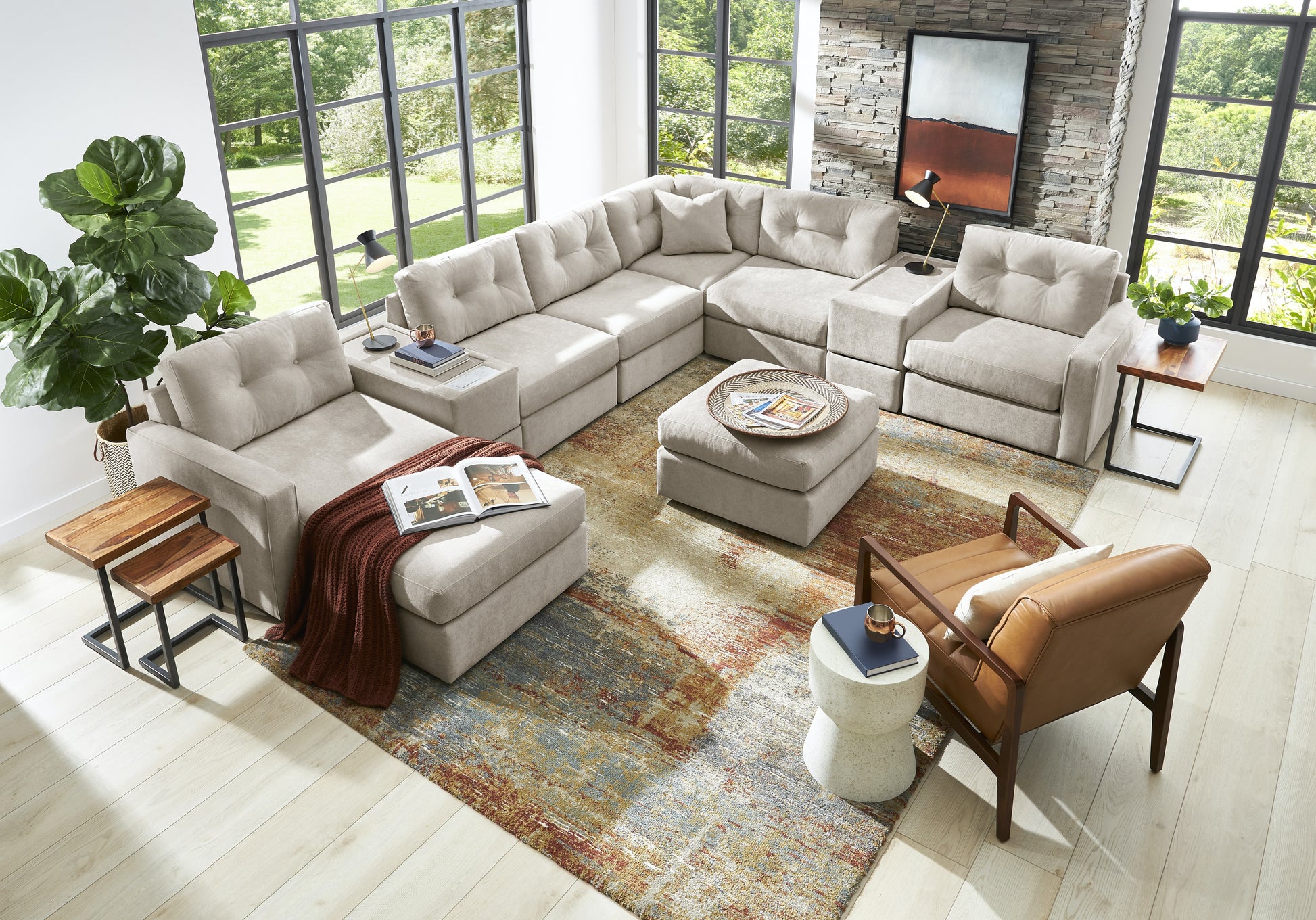 Modular One 8-Piece Sectional Chaise with E-Console