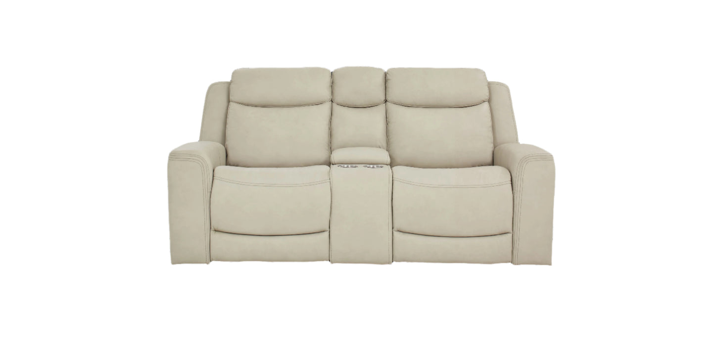 Davidson Power Leather Console Loveseat