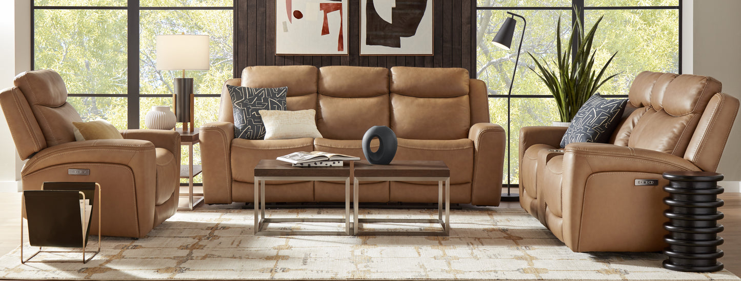 Davidson Power Leather Console Loveseat