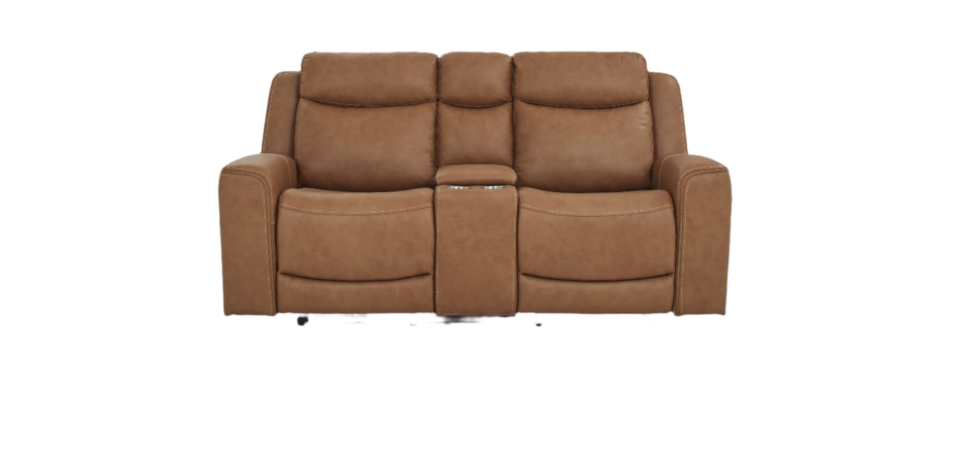 Davidson Power Leather Console Loveseat Caramel