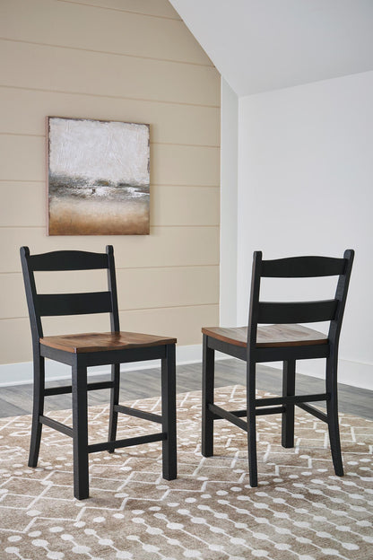 Valebeck Counter Height Bar Stool with Back (Set of 2)